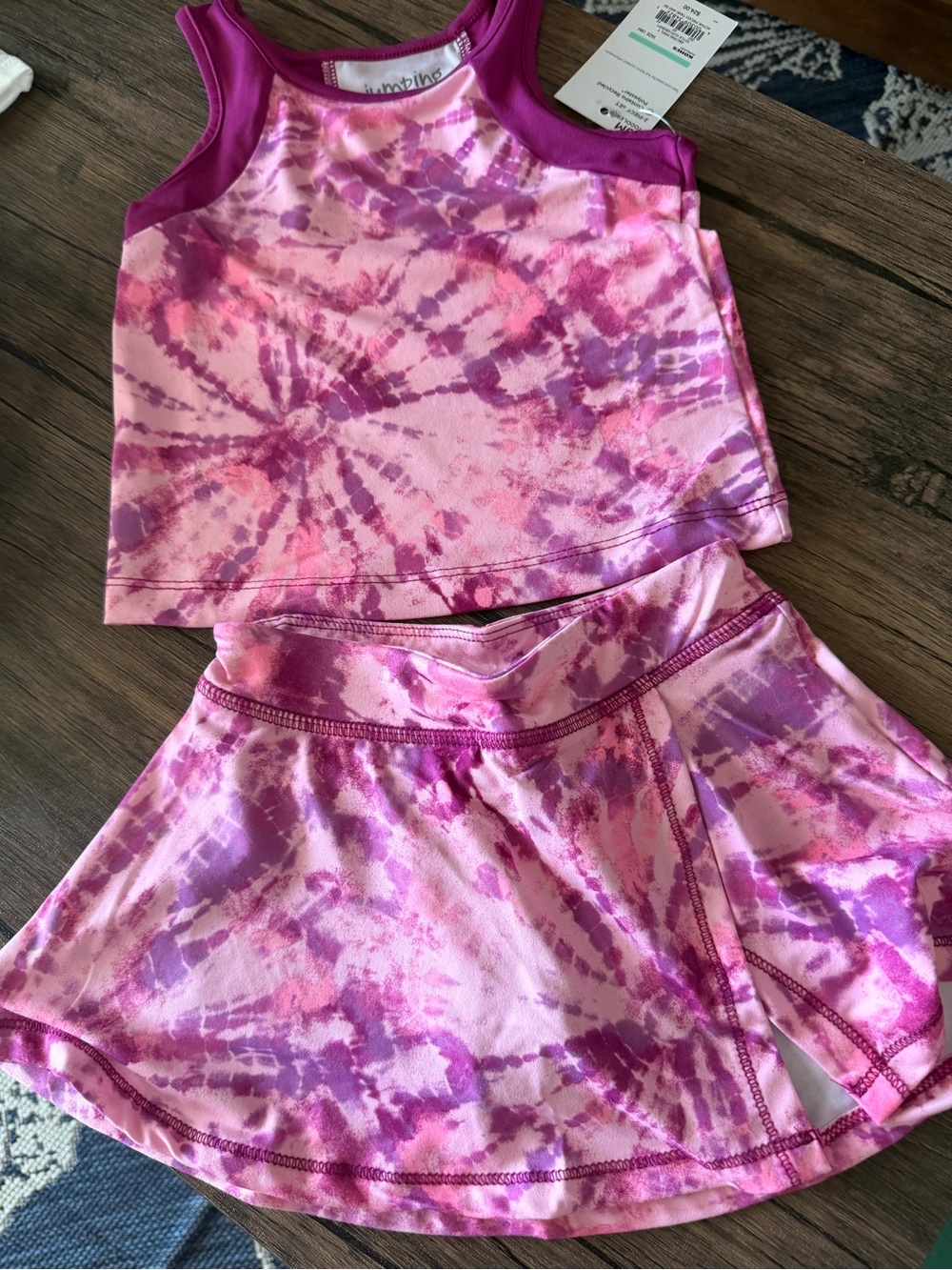 jumping beans Pink and Purple Tie-Dye Girls Matching Tank Top and Skort Set